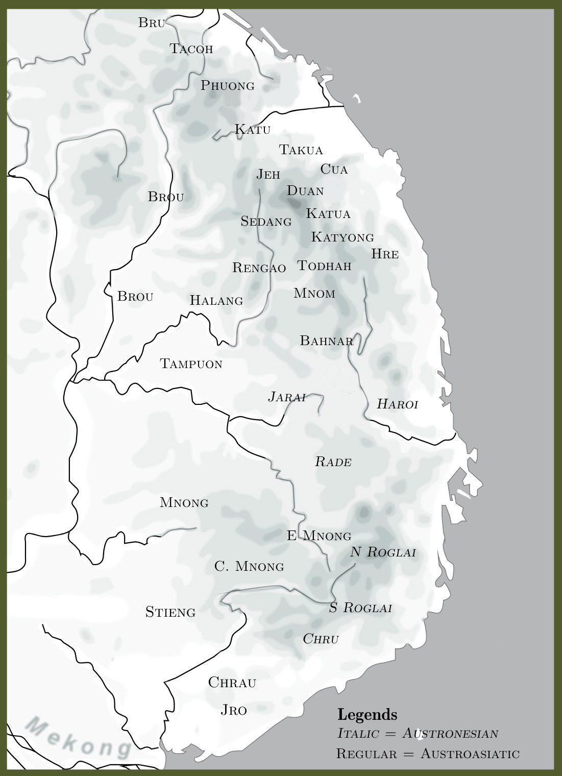 Distribution of ethno-linguistic groups in the Central Highlands of Vietnam