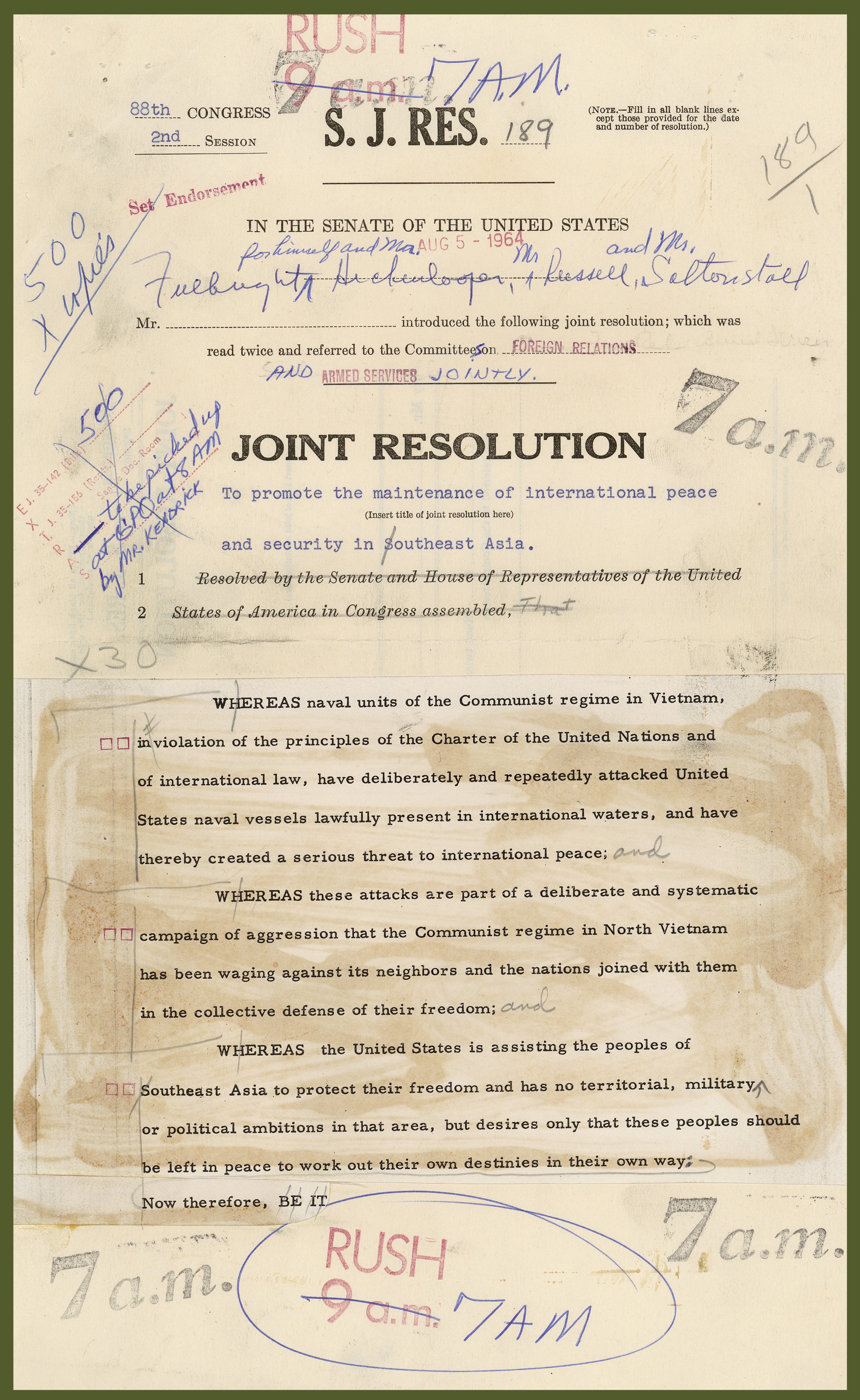 Gulf of Tonkin resolution first page