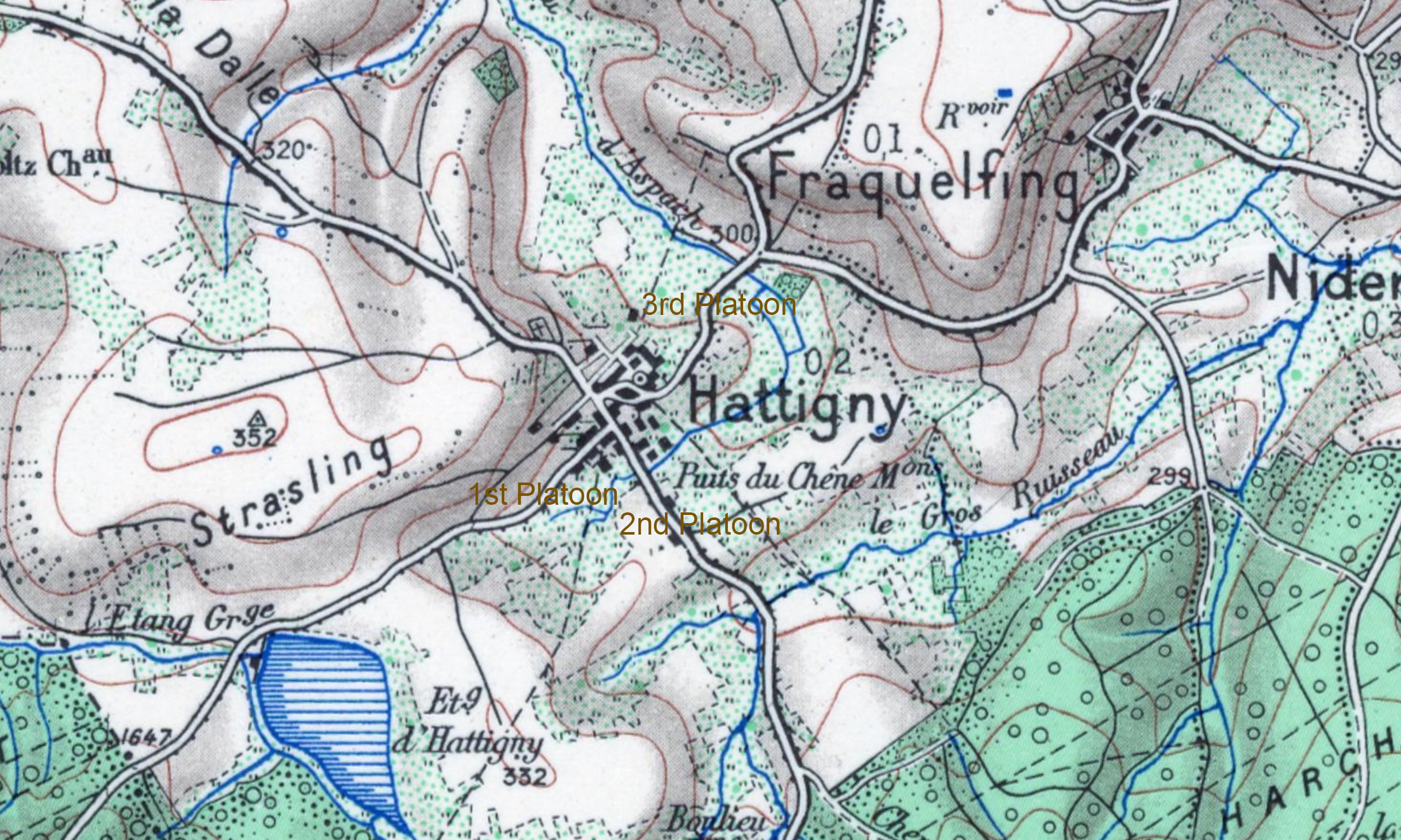 Hattigny (Positions of "B" Company's platoons)