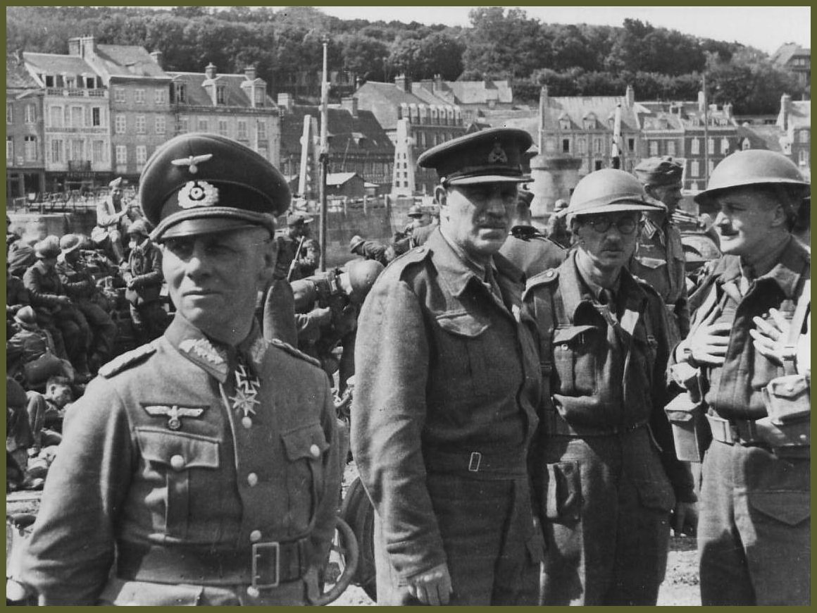 Erwin Rommel with captured British officers in Cherbourg, June 1940
