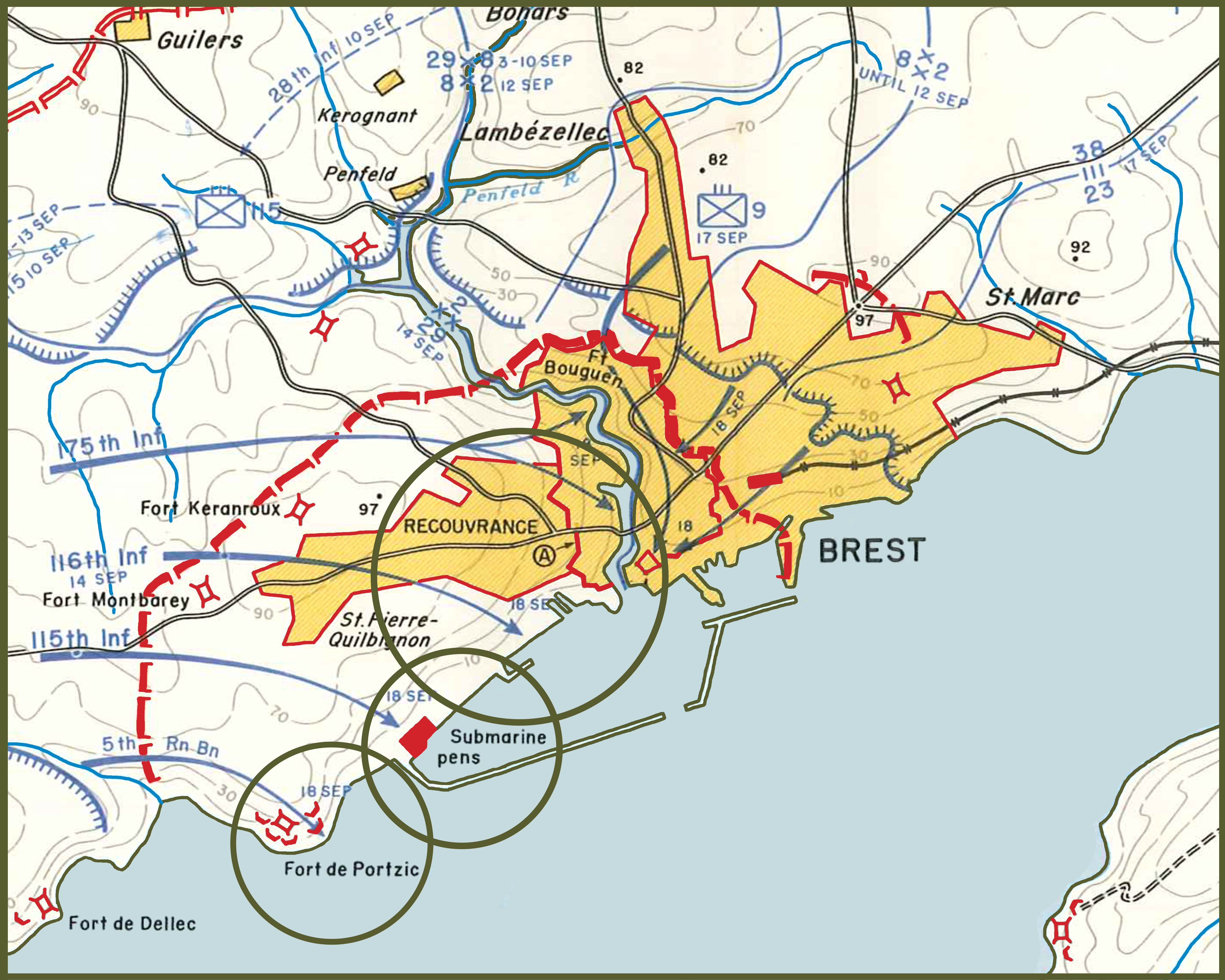 Final Brest center map 29th 8th and 2nd infantry division template