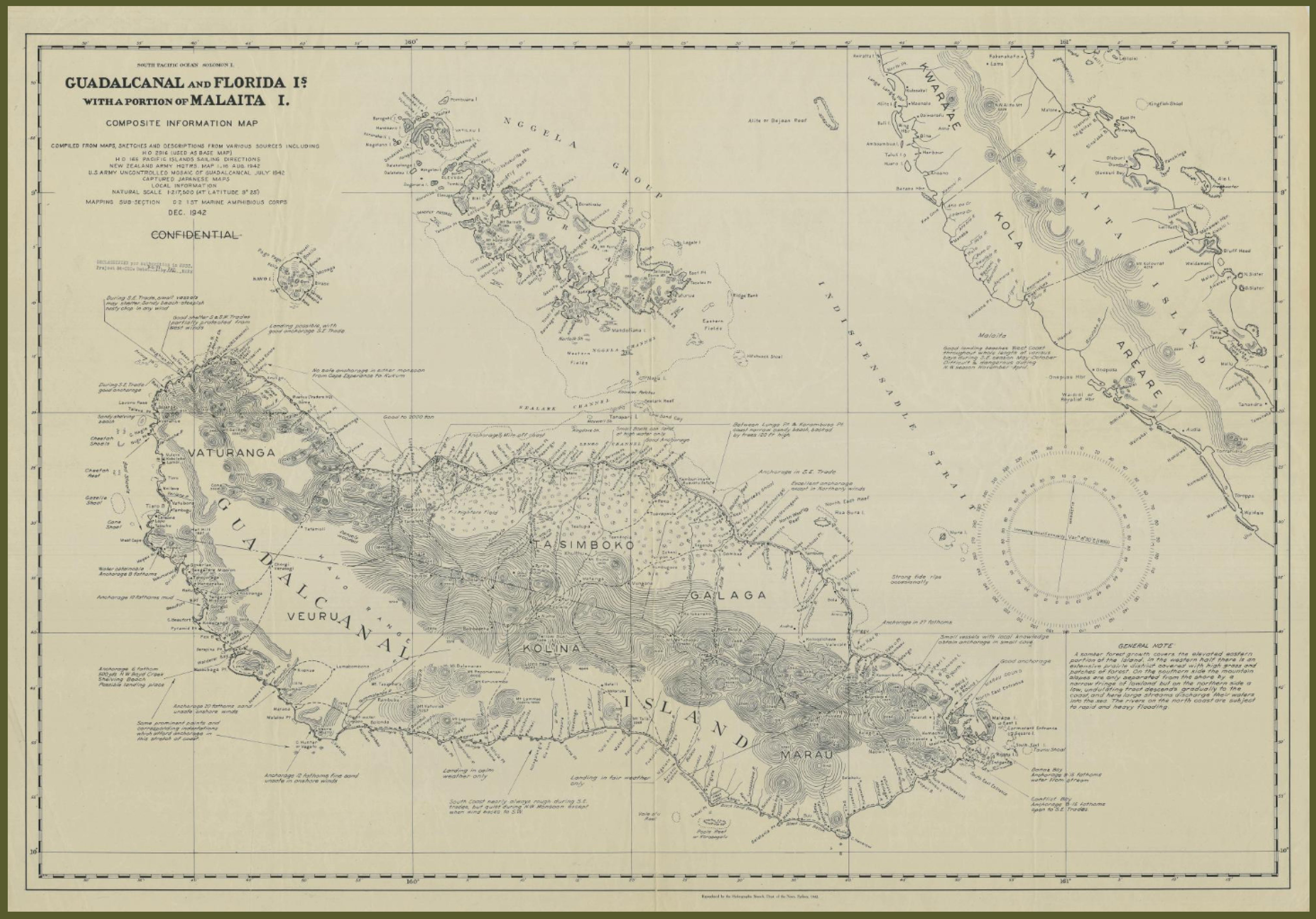 Guadalcanal and Florida map december 1942