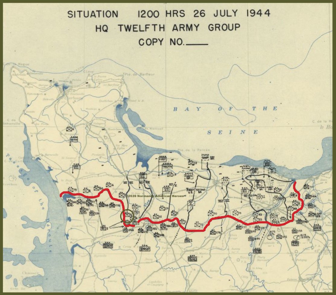 HQ Twelfth Army Group situation map 26 July 1944