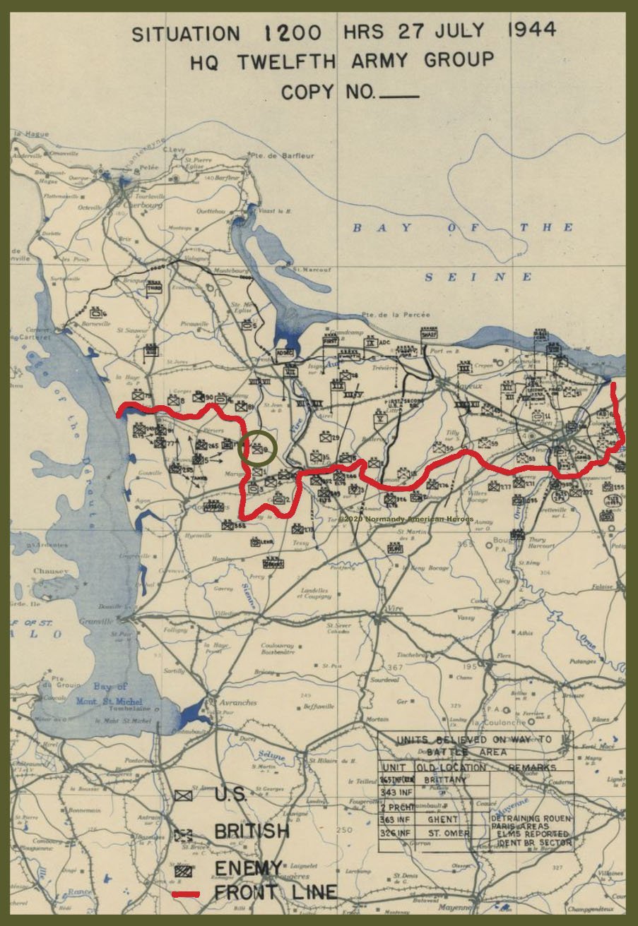 HQ Twelfth Army Group situation map 27 July 1944