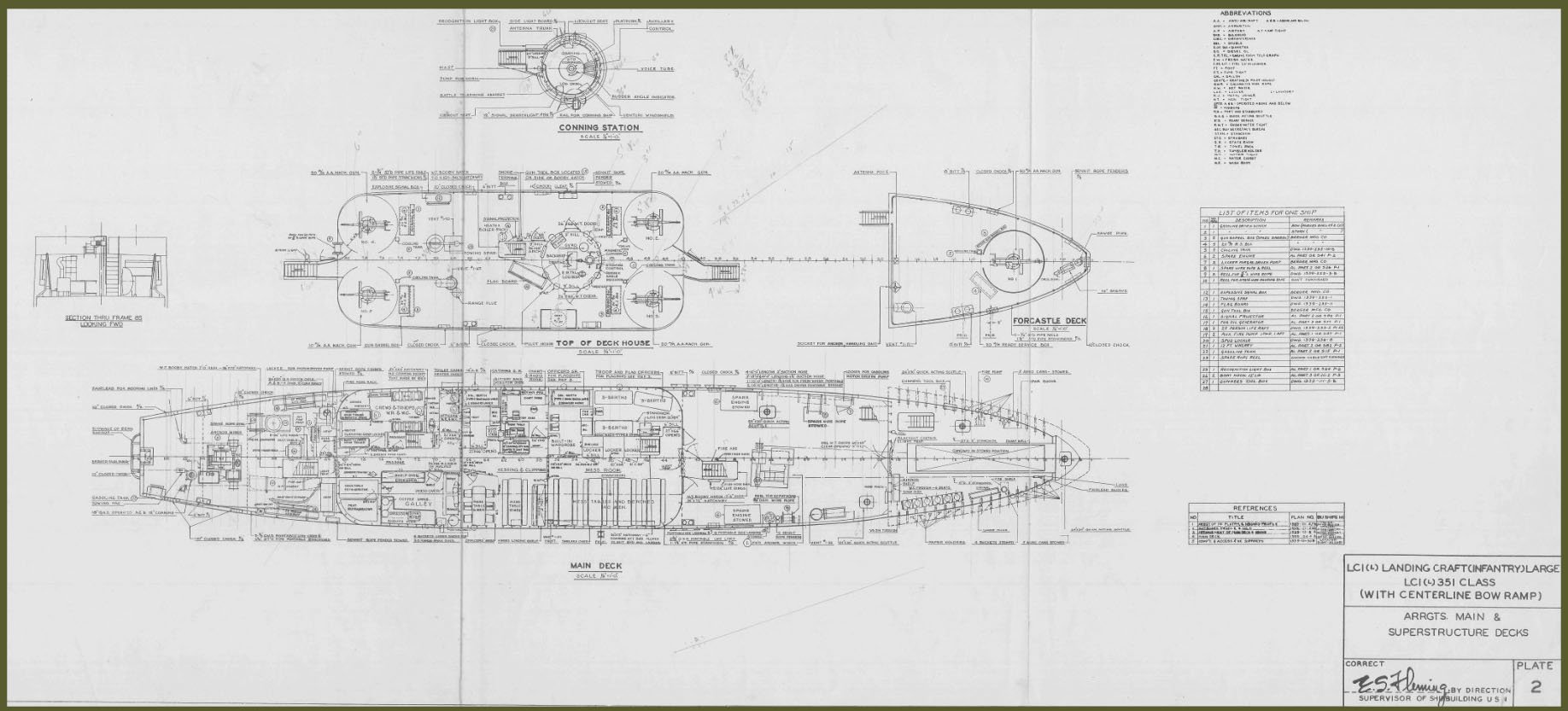 LCI(L)-351-class Landing Craft- Arrgts. Main & Superstructure Decks