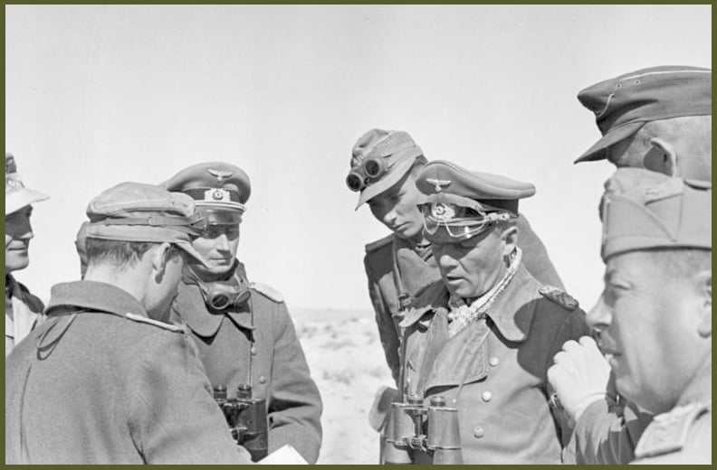 Rommel conversing with his staff near el Agheila 12 january 1942