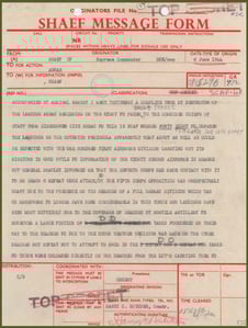 SHAEF Message from General Dwight D. Eisenhower to General George C. Marshall Concerning the First Reports of the Normandy Landing 1