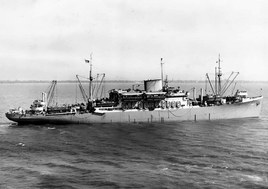 USS_Charles_Carroll_(APA-28)_in_Hampton_Roads,_6_May_1943_(80-G-66352)