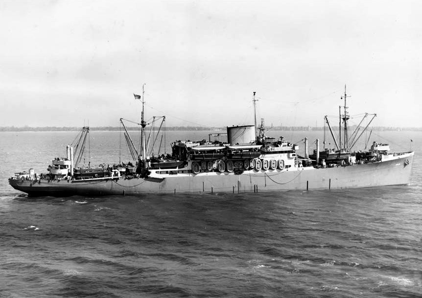 USS_Charles_Carroll_(APA-28)_in_Hampton_Roads,_6_May_1943_(80-G-66352)