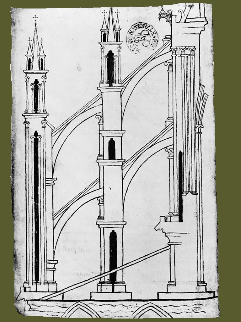 Villard de Honnecourt System of buttresses at the Reims cathedral
