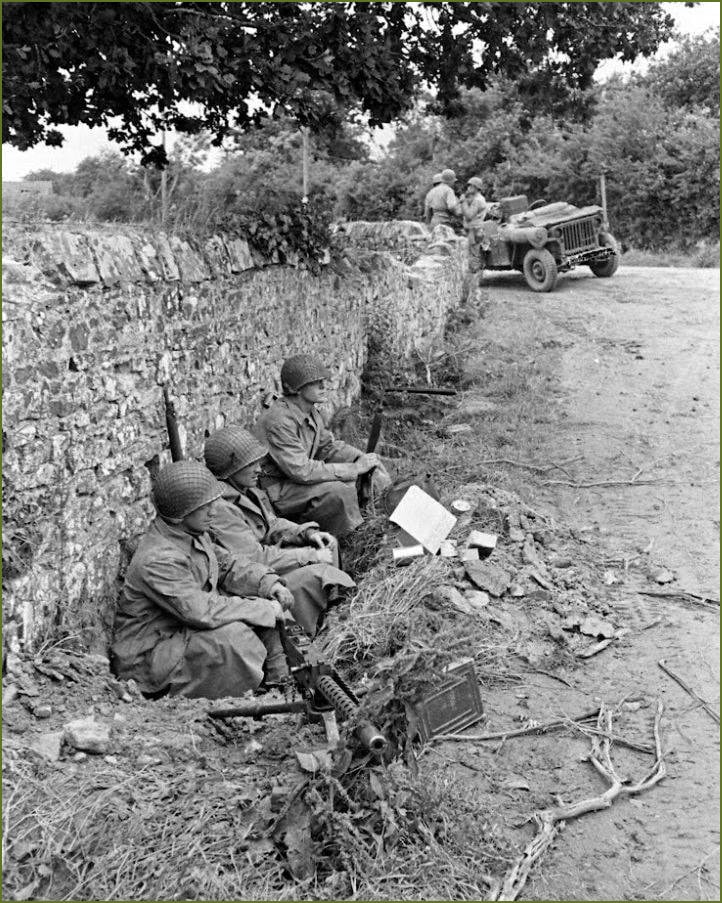 US soldiers taking a rest at La Haye du Puits